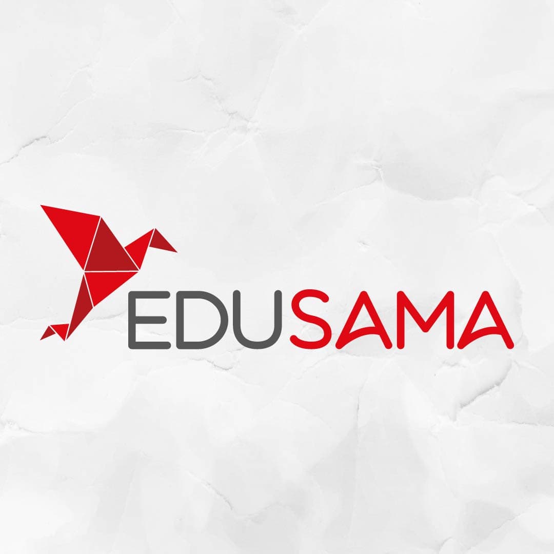 EDUSAMA logo with a red origami bird